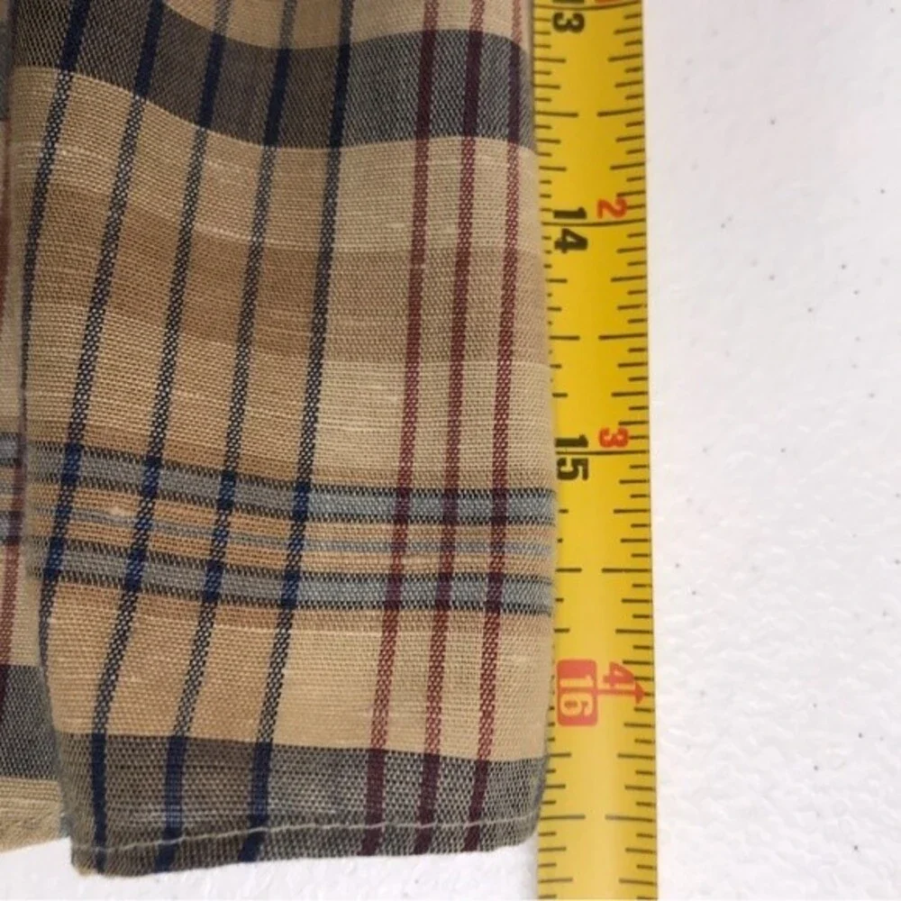 Vintage 1970s Levis Big E Tan Brown Plaid Button Front Long Sleeve Mens Large